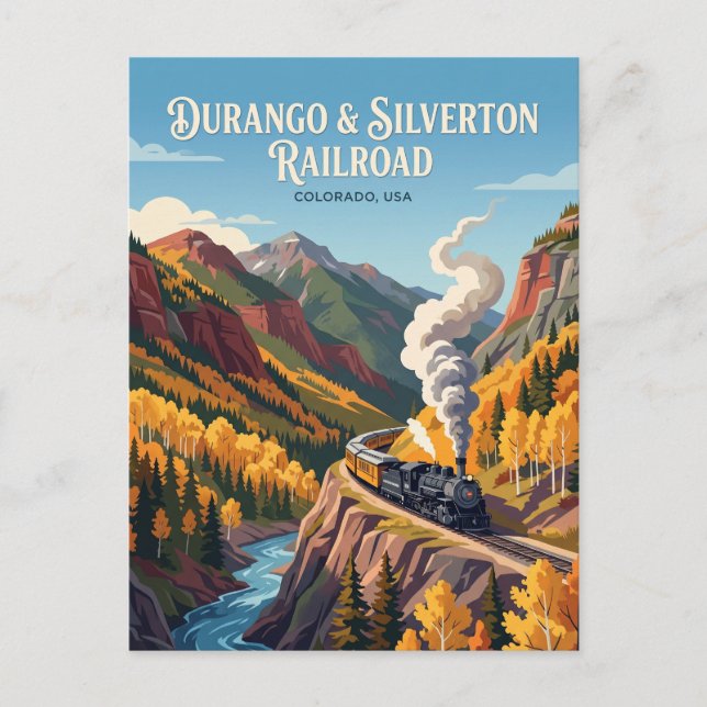 Durango & Silverton Narrow Gauge Railroad (Colorad Vykort (Framsida)