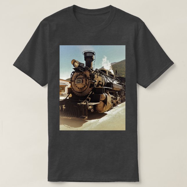 Durango till Silverton Narrow Gage Railroad Engine T Shirt (Design framsida)