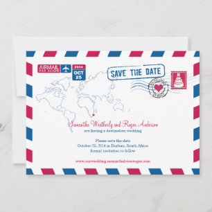Durban South Afrika Airmail Bröllop spara datum Datumet