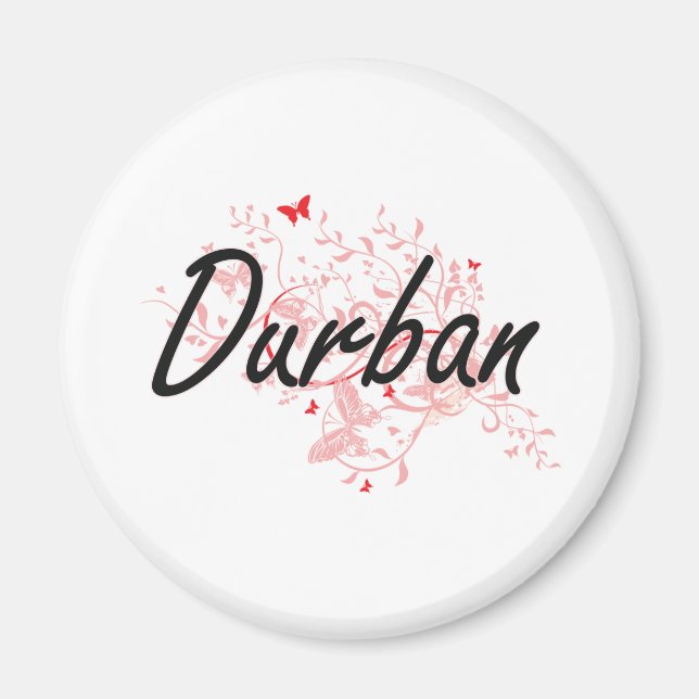 Durban South Afrika City Konstnärlig design med ru Magnet (Framsidan)