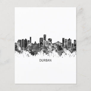 Durban South Afrika Skyline BW Flygblad