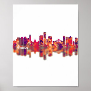 Durban South Afrika Skyline Poster