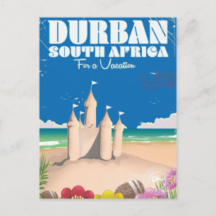Durban South Afrika-vintagens reseaffisch på stran Vykort