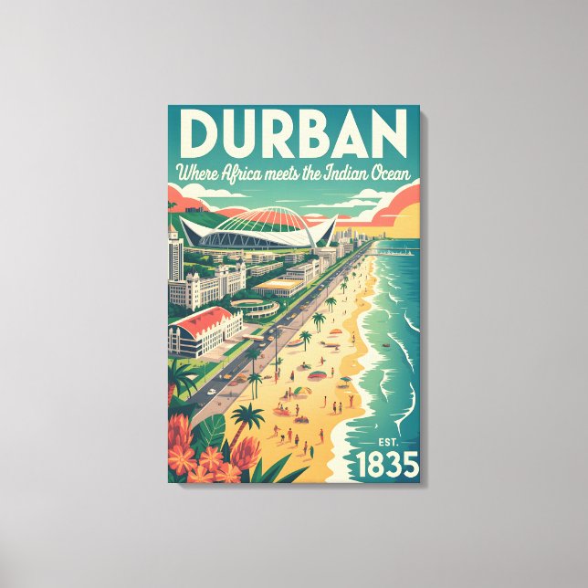 Durban Sydafrika Retro Resemålning Poster Konst Canvastryck (Framsida)