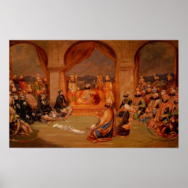 Durbar vid Udaipur, Rajasthan, 1855 Poster (Framsidan)