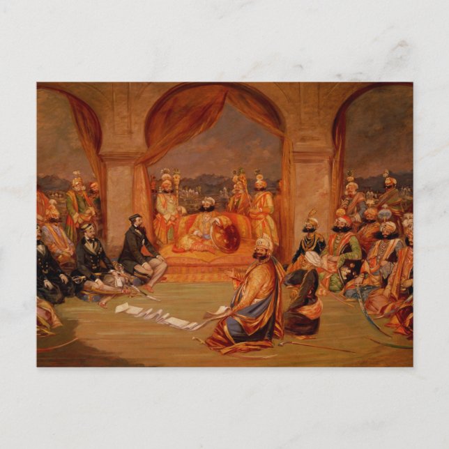Durbar vid Udaipur, Rajasthan, 1855 Vykort (Framsida)