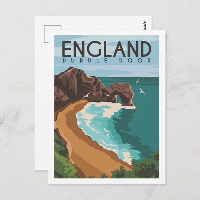 Durdle Door England UK Travel Ställe Illustration Vykort (Fram/baksida)