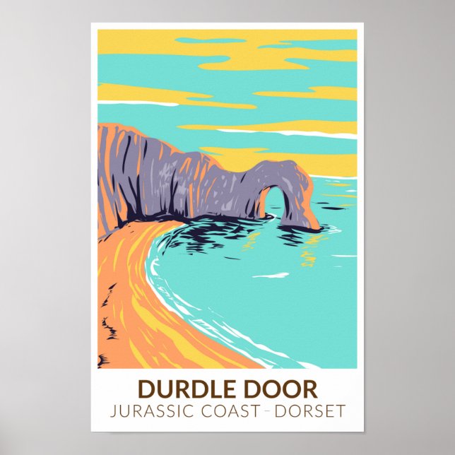Durdle Door on Jurassic Kusten i Dorset England Poster (Framsidan)