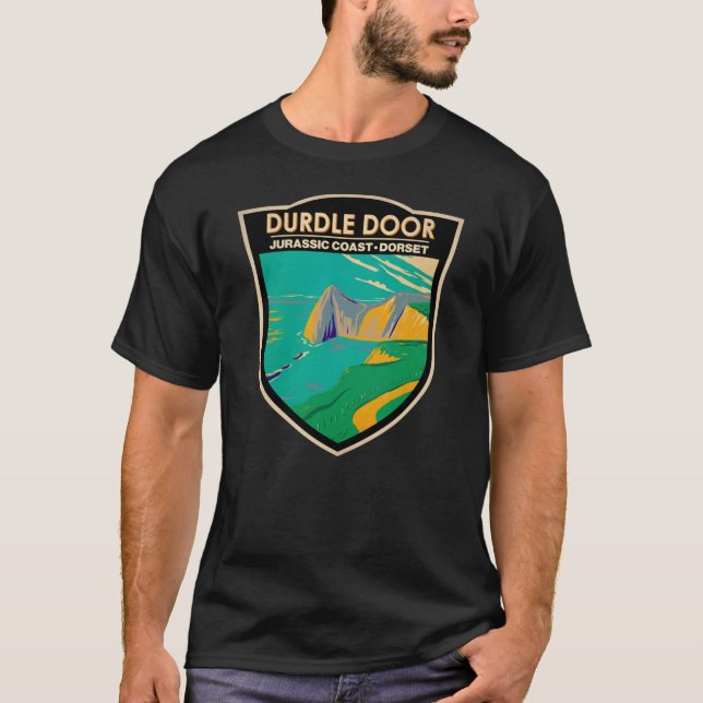 Durdle Door on Man Bay i Krig i Dorset England T Shirt (Framsida)