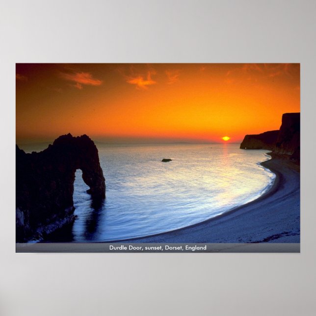 Durdle Door, sunset, Dorset, England Poster (Framsidan)