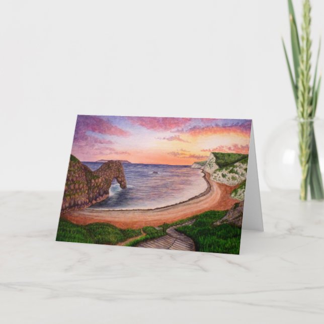 Durdle Door Sunset Greeting Card Kort (Framsida)