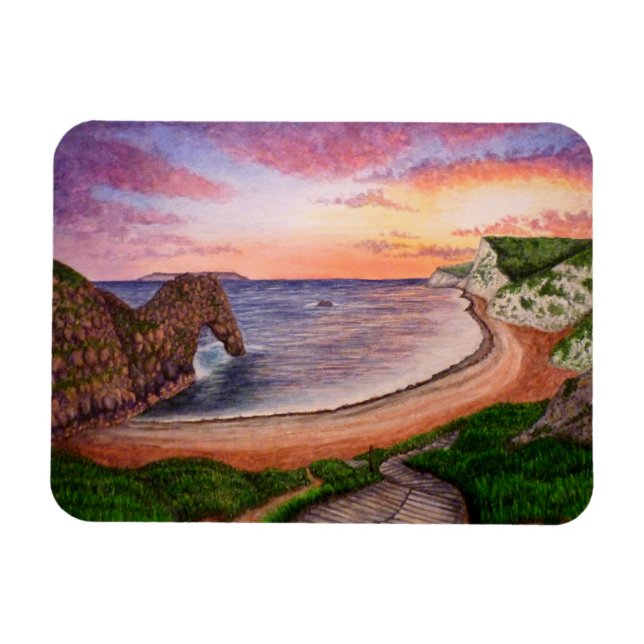 Durdle Door Sunset Magnet (Horisontell)