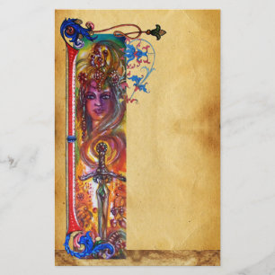 DURENDAL ANTIQUE RED BLUE BLOMMIGT PARCHMENT BREVPAPPER
