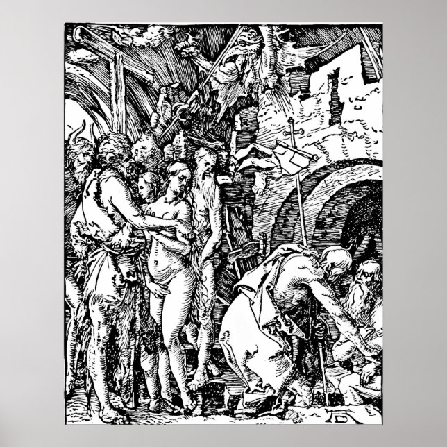 Durer Etching Descent in i helvetet Poster (Framsidan)