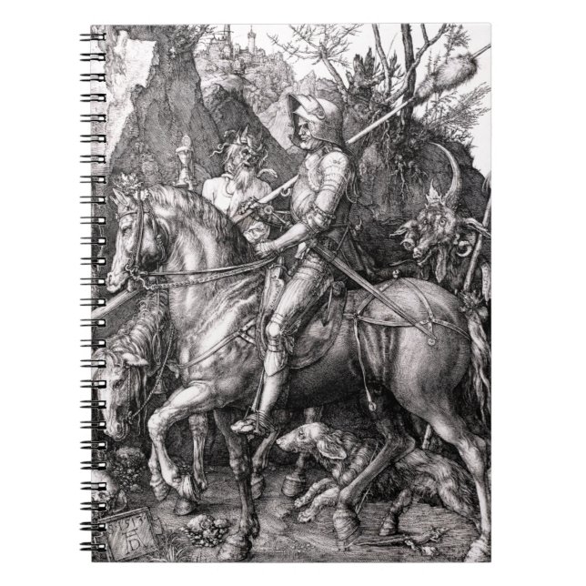 Durer Knight Death och Djävulen Notebook Anteckningsbok Med Spiral (Framsidan)