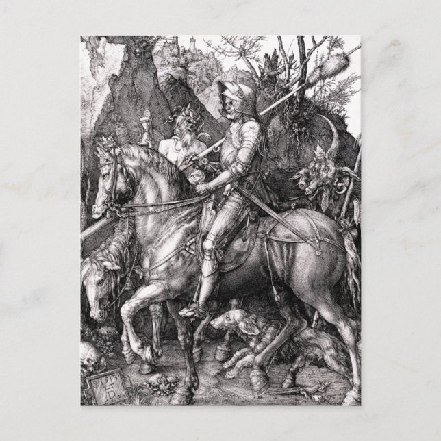 Durer Knight Death och Djävulen vycard Vykort (Framsida)
