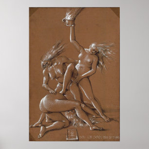 Dürer - Nyårshälsning med tre häxor Poster