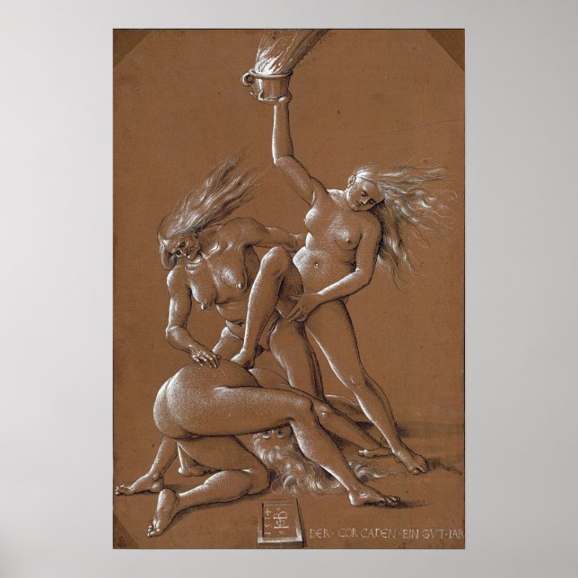 Dürer - Nyårshälsning med tre häxor Poster (Framsidan)