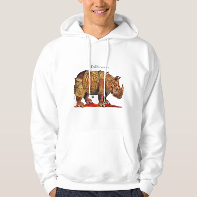 Durer Rhinoceros Färg Renaissance Hoodie (Framsida)
