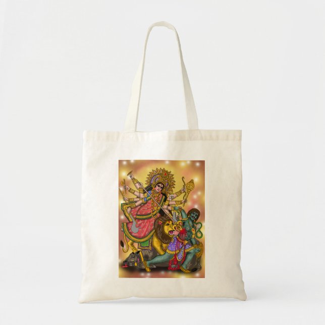 Durga dödar Mahishasura-handväska Tygkasse (Framsidan)