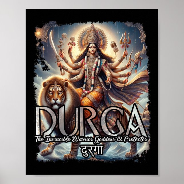 Durga Goddess Krig Hindu Mythology Devi Shakti Poster (Framsidan)