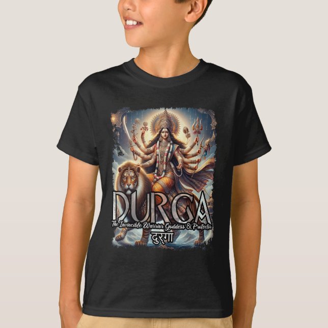 Durga Goddess Krig Hindu Mythology Devi Shakti T Shirt (Framsida)