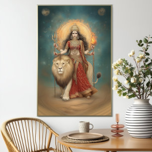 Durga Hinduisk gudinna för styrka och skydd Poster