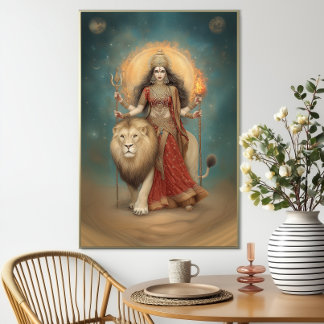 Durga Hinduisk gudinna för styrka och skydd Poster