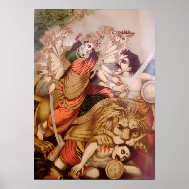 Durga, mördare av buffeldemon (hinduisk mytologi) poster (Framsidan)