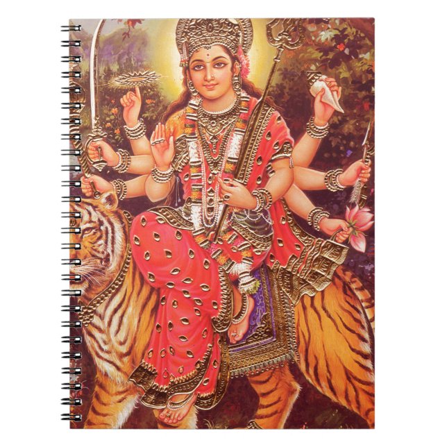 DURGA OCH TIGERN ANTECKNINGSBOK MED SPIRAL (Framsidan)