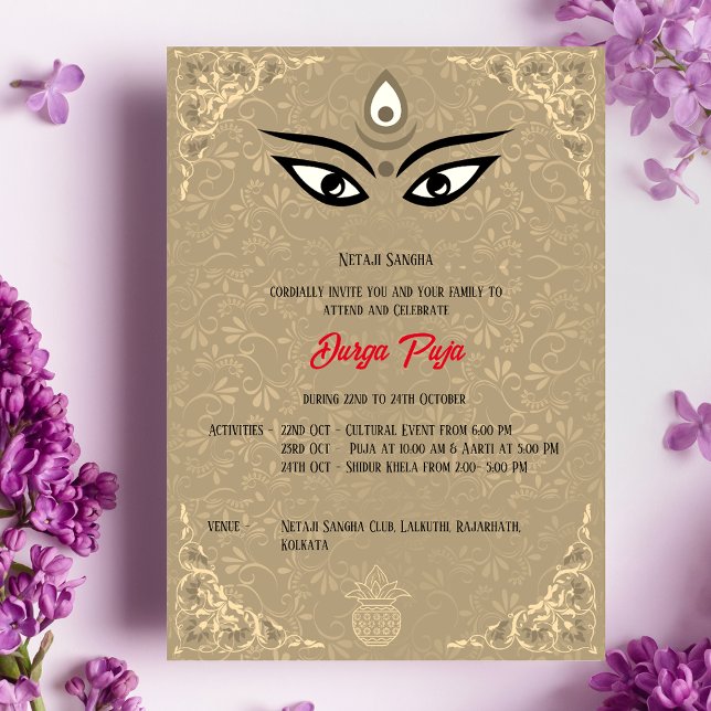 Durga Puja Navratri Bengali Inbjudningar (Skapare uppladdad)