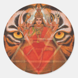 Durga & Tiger Runt Klistermärke