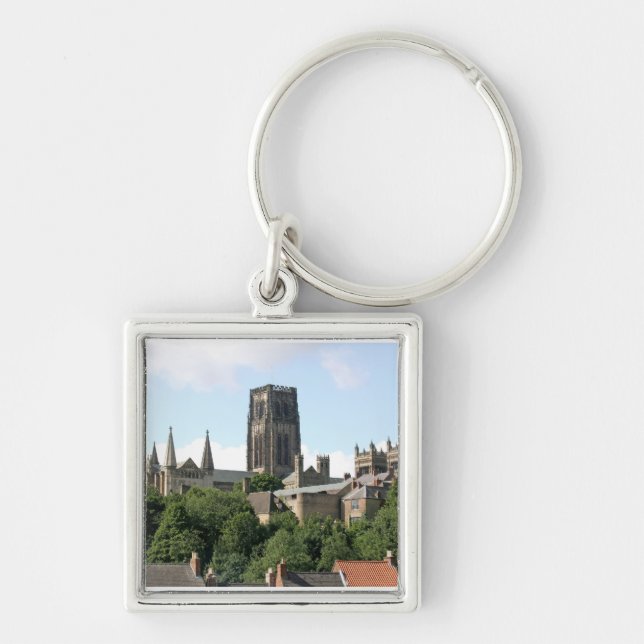 Durham Cathedral Fyrkantig Silverfärgad Nyckelring (Framsidan)