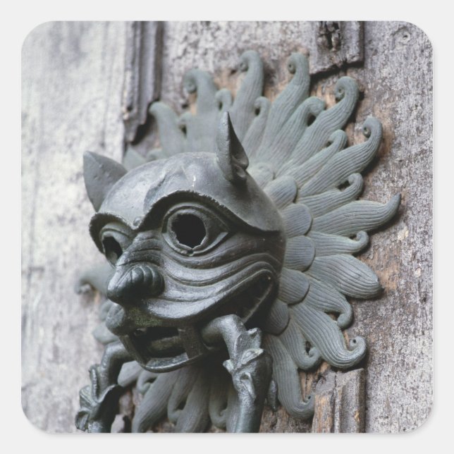 Durham Cathedral Sanctuary Knocker Fyrkantigt Klistermärke (Framsida)