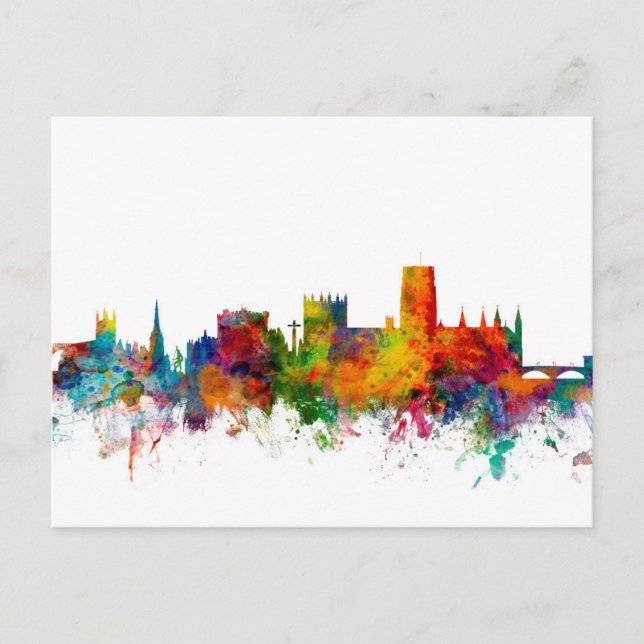 Durham England Skyline Cityscape Vykort (Framsida)