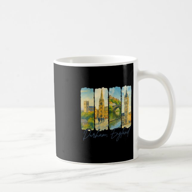 Durham England Traveling Trip Brushstroke Souvenir Kaffemugg (Höger)