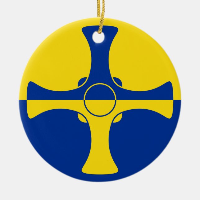 Durham Flagga (Förenade kungariket) Julgransprydnad Keramik (Framsidan)