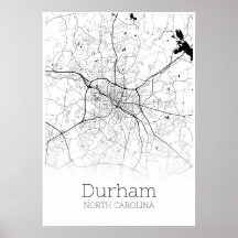 Durham Karta - North Carolina - City Karta Poster