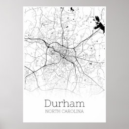 Durham Karta - North Carolina - City Karta Poster