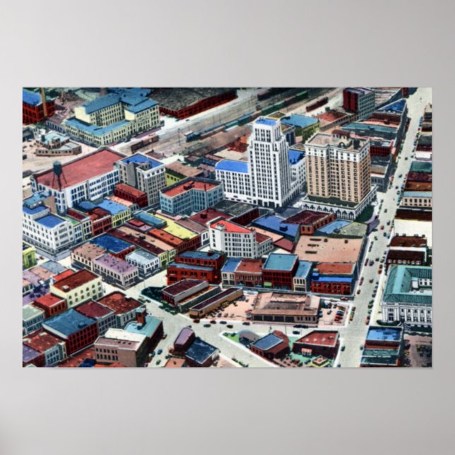 Durham North Carolina Birdseye View Poster (Framsidan)