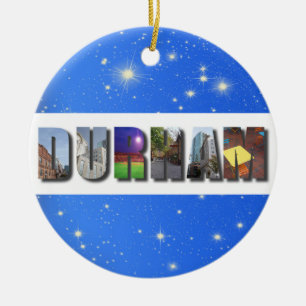 Durham North Carolina City Travel Foton jul Julgransprydnad Keramik