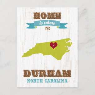 Durham, North Carolina Karta - Hem är där Vykort