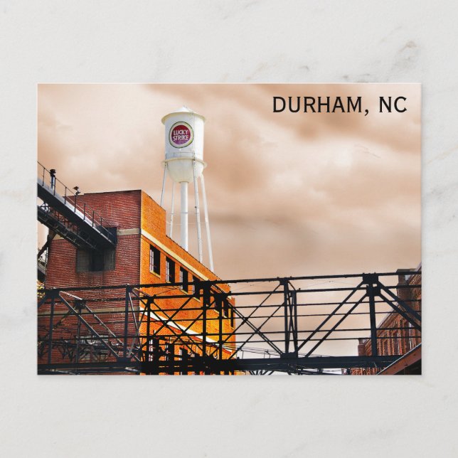 Durham North Carolina Lucky Strejka Torn Photo Vykort (Framsida)