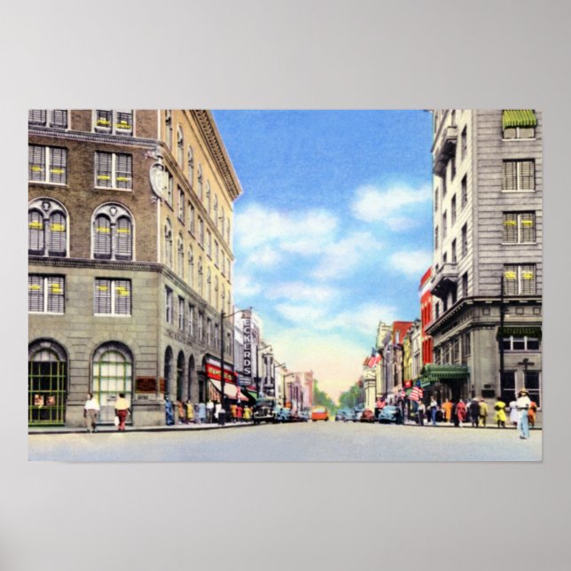 Durham North Carolina Main Street Poster (Framsidan)