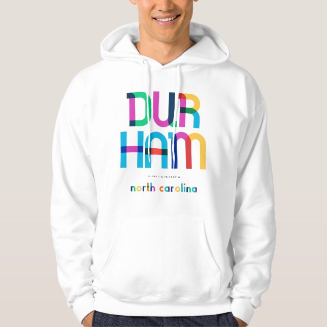 Durham North Carolina Mid Century, Pop Art Hoodie (Framsida)