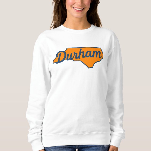 Durham North Carolina Script Design - State Shape T Shirt (Framsida)