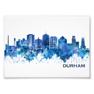 Durham North Carolina Skyline Blue Fototryck