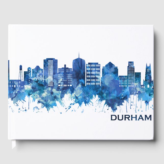 Durham North Carolina Skyline Blue Gästböcker (Framsida)