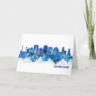 Durham North Carolina Skyline Blue Helgkort