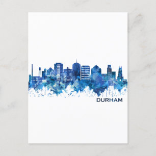 Durham North Carolina Skyline Blue Inbjudan Vykort
